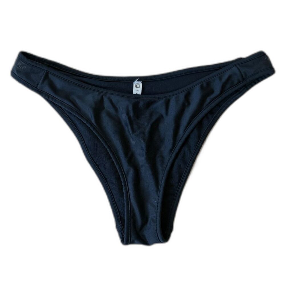 Womens Black Brazilian Style Bikini Swimsuit Bottoms w/Sheer Sides by Fabletics